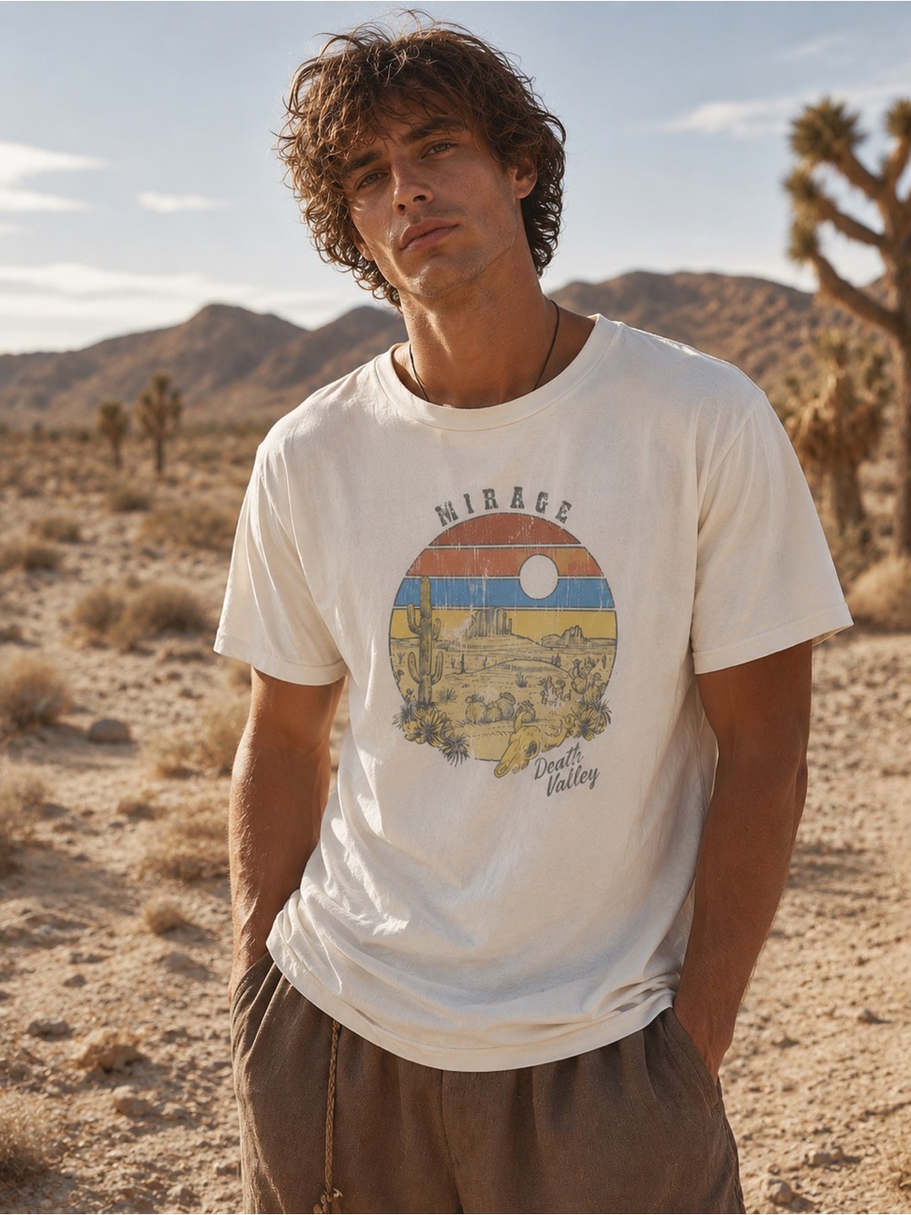 100% Cotton Mirage Desert Death Valley Retro Tee Men’s Large Graphic T-shirt